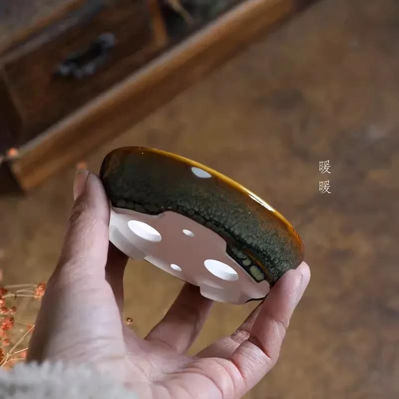 Porcelain Glazed Oval Bonsai Pot Small Vase Tradition Chinese Kiln Transmutation Dormitory Room Table Garden Decoration flower pot flower vase