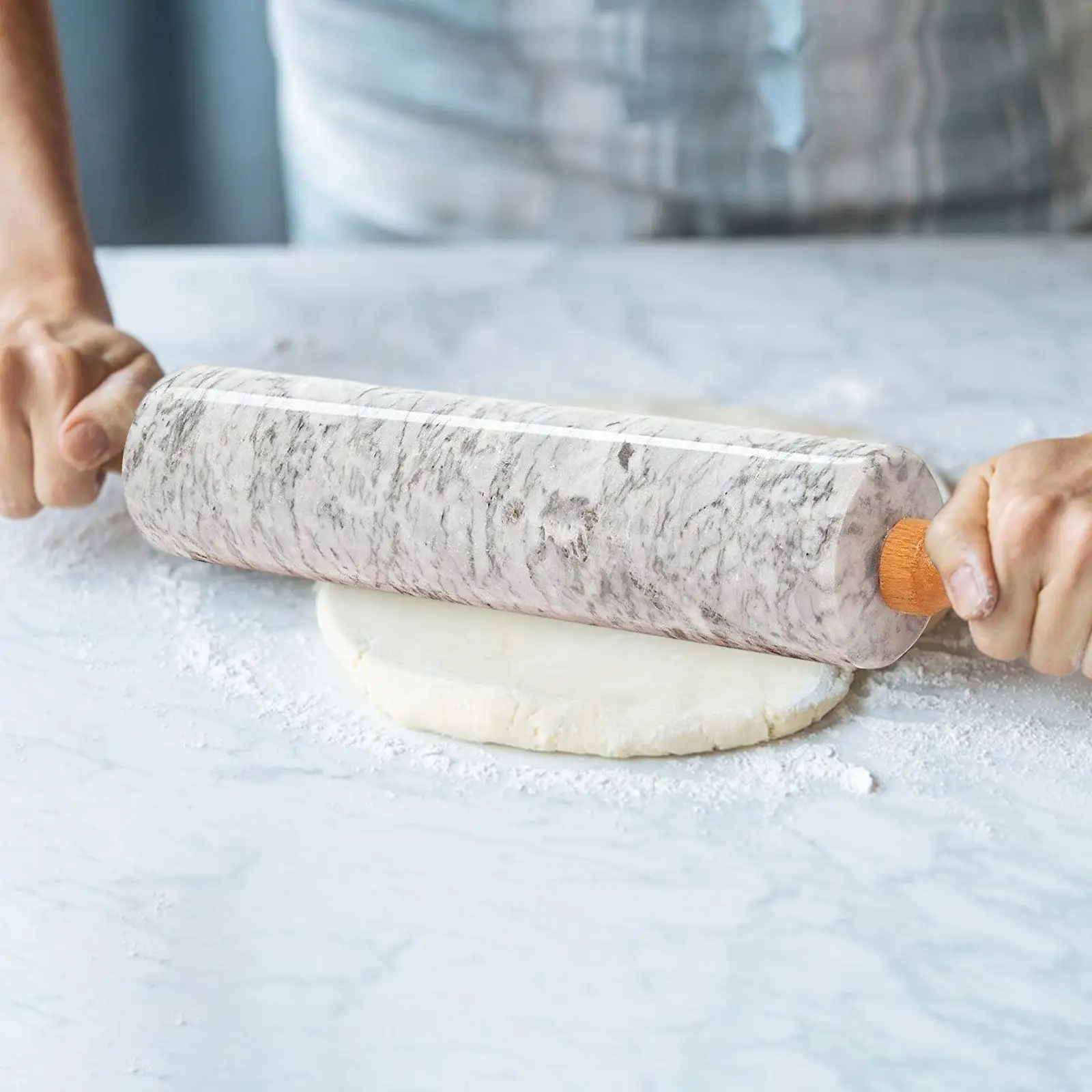 Mattarello In Silicone Antiaderente Con Manico In Legno - 39 Cm - Rotante - Per Pasta, Pizza E Fondant