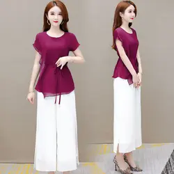 Chic Summer Women's Waist - Hugging Two - Piece Suit - XXXL (Burgundy)