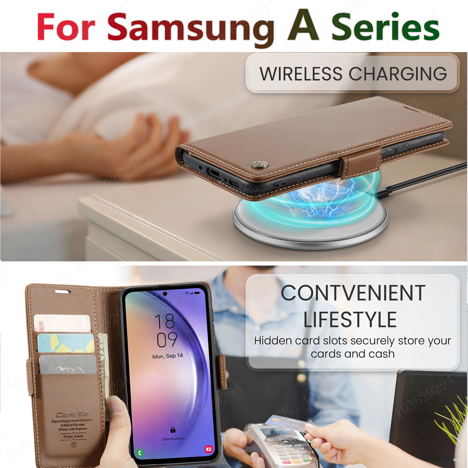 Luxury Leather Wallet Case for  Samsung Galaxy A54 55 53 52 71 72 73 51 34 32 15 Series Mobile Phone Case Card Slots Flip Cover 4