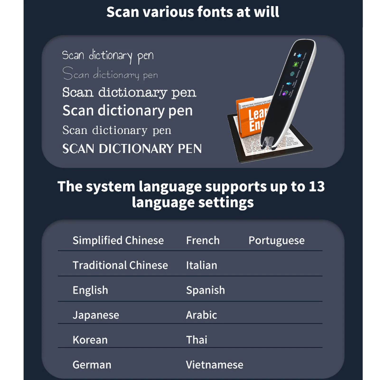 Reader Scanner Pen Smart Voice Translator Pen White International Edition WiFi Translation Scanning Translation Scanning
