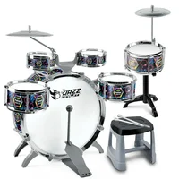 Fashion Large Children Music Jazz Drums Set ( 6 drums + 2 cymbals ) Thickened Eardrum Drum Score Seat Children percussion toys 1