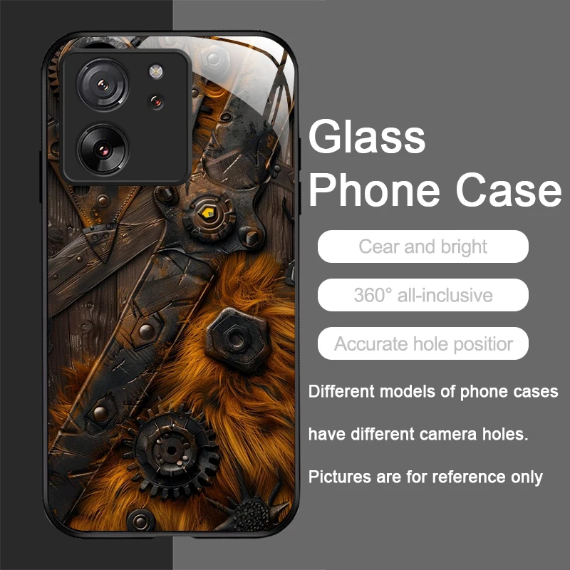 Mechanical Wood Texture Pattern Glass Phone Case Cover