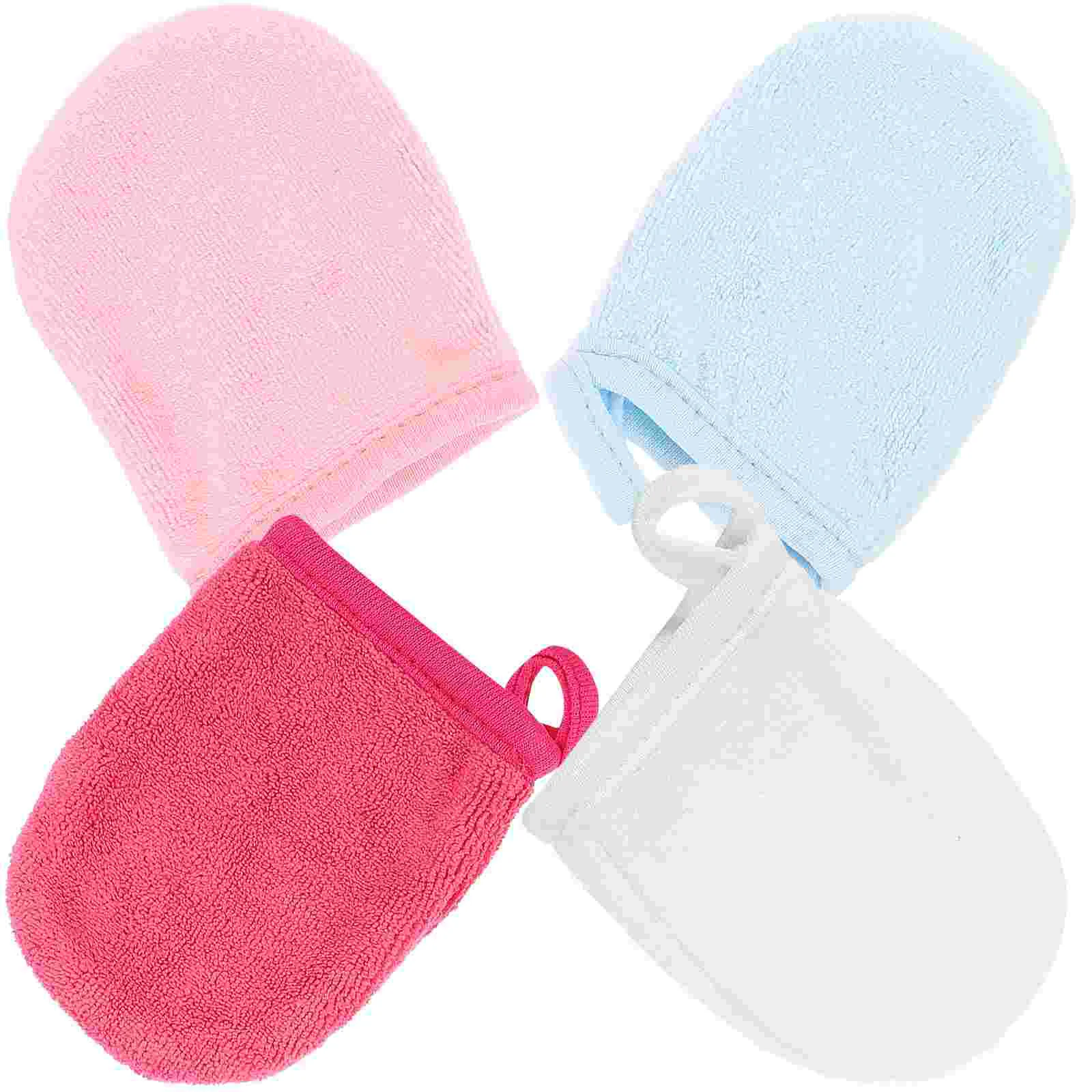 

4 Pcs Makeup Washcloths Cleansing Fingertips Remover Reusable Sleep Face Removing Mitts Cleaning Supplies Practical