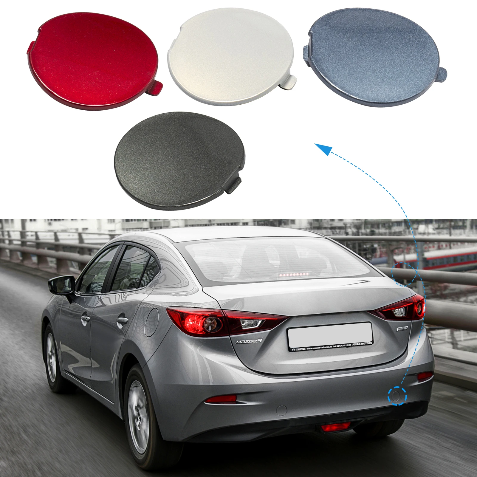 Rear Bumper Tow Hook Cover Cap Towing Eye For Mazda 3 Axela Accessories 2014 2015 right side BHN150EK1BB