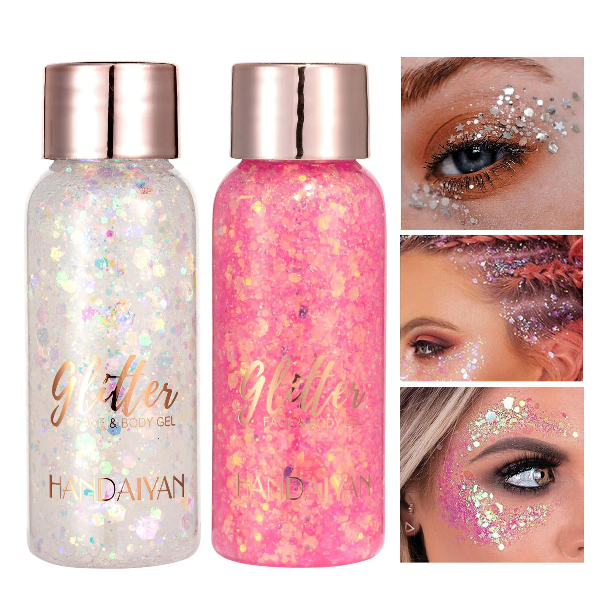 Handaiyan Nail Hair Body Face Eye Glitter Gel Art Loose Sequins Cream Chunky Glitter Eyeshadow Makeup Party Festival 4