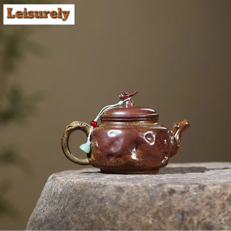 320ml Ancient Yixing Purple Clay Teapots Handmade Bodhidharma Pot Raw Ore Wood-fired Porcelain Mud Kettle Chinese Zisha Tea Set