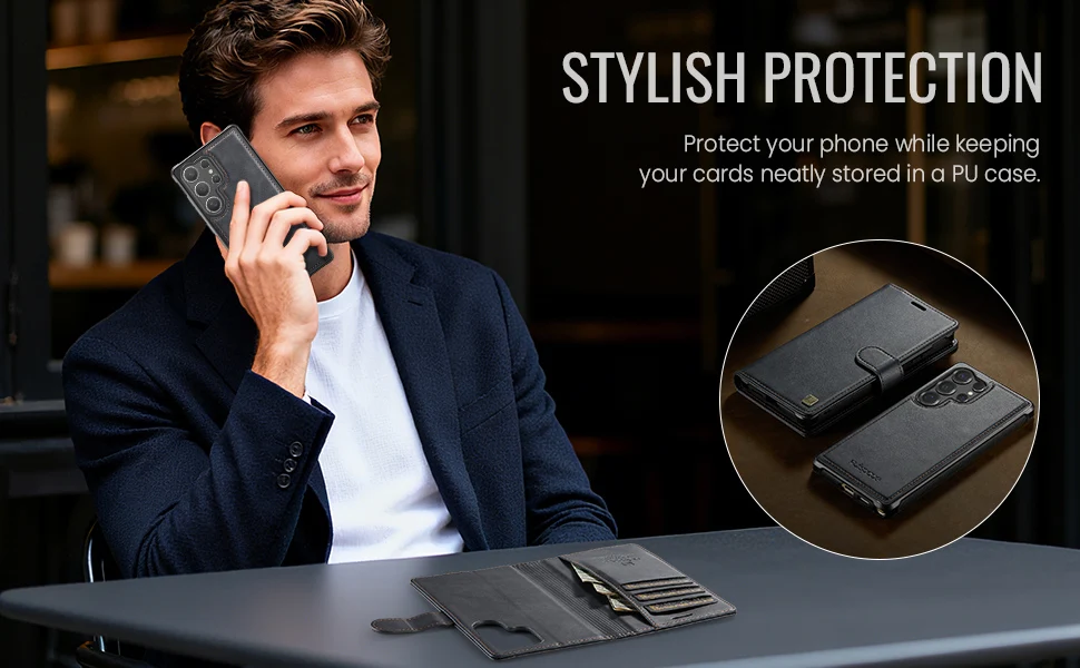 Leather Phone Case 2-in-1 Detachable Wallet Cover With Card Holder For Samsung Galaxy S25 Plus