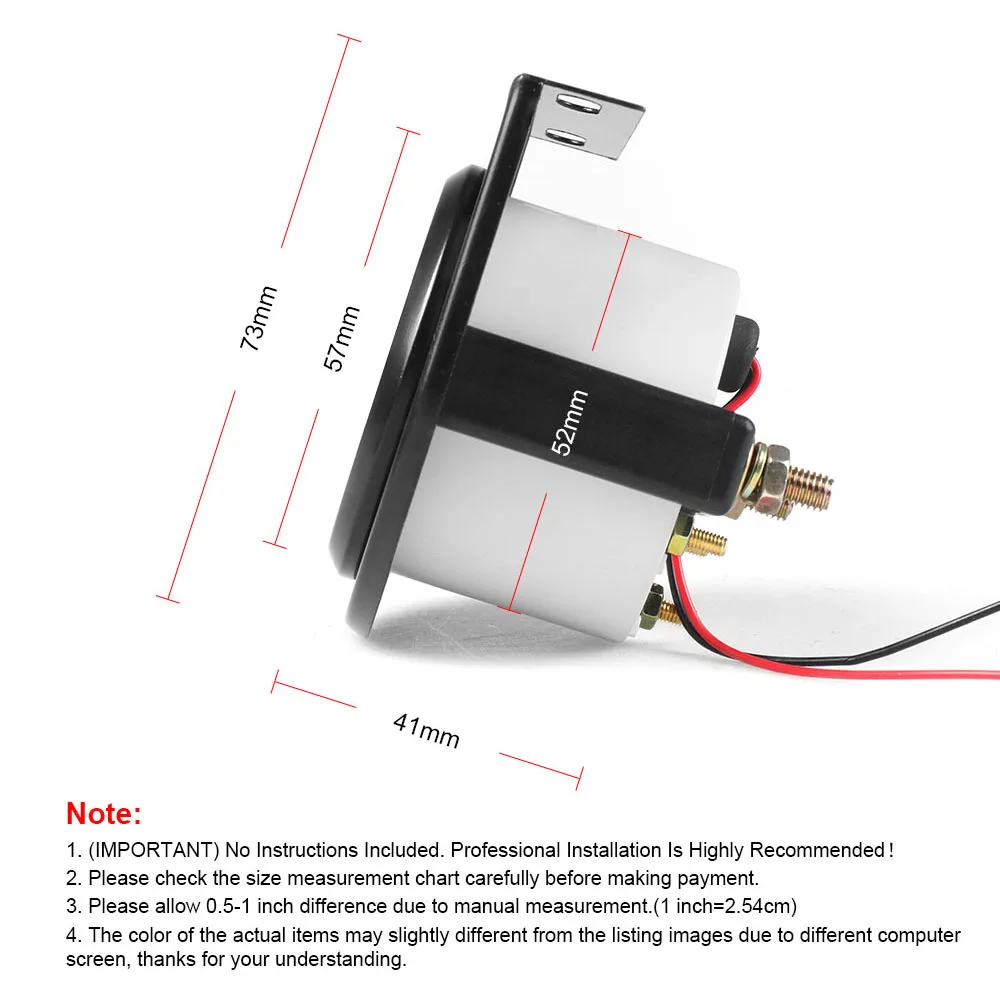 2인치 52mm 화이트 LED 수온계 40-120 ° C / 100-250 ° F형 1/8인치 NPT 센서 어댑터 조인트 파이프 키트