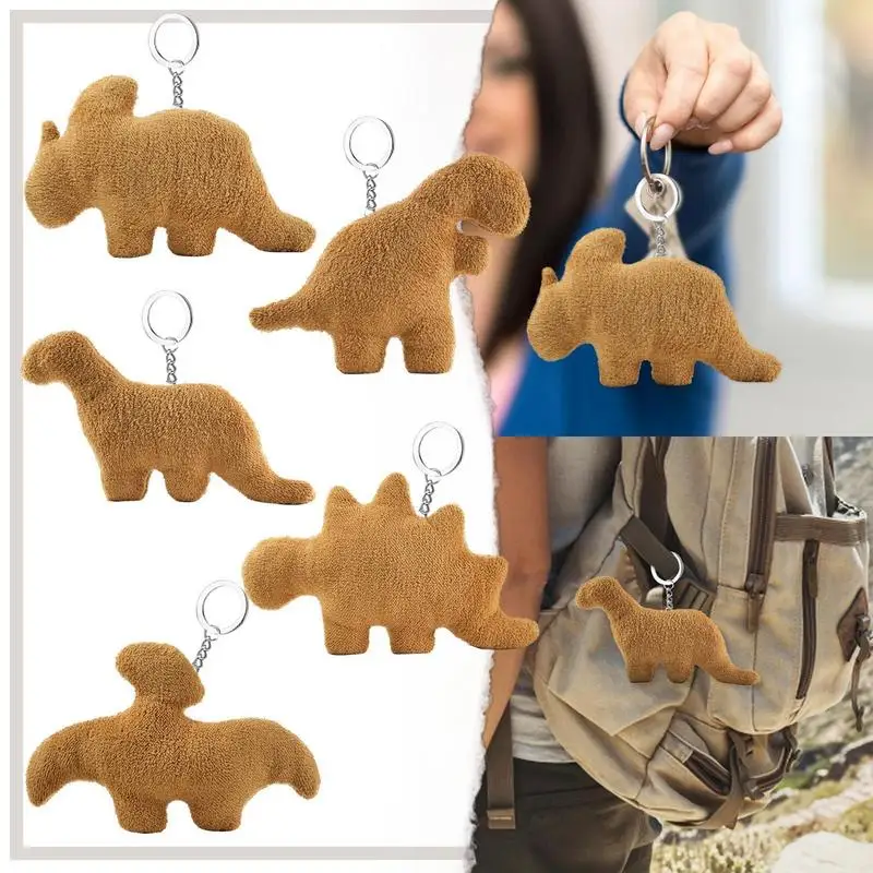 Dino Keychain Dinosaur Fur Keychain Soft Chicken Dino Playset For Toddler Kid Party Favors For Stocking Stuffers dinosaur truck 19pcs folding dinosaur truck with light and sound funny cars toys interactive party favors for aged 2 6