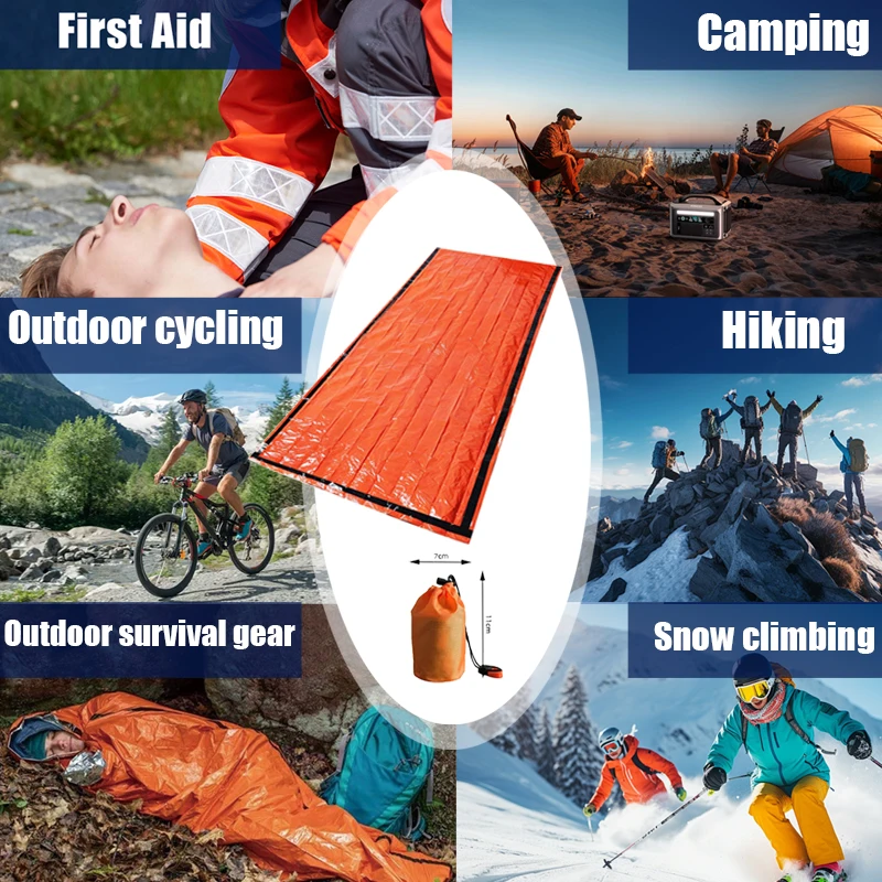 Lightweight Waterproof Emergency Survival Sleeping Bag Hiking Cycling  Outdoor Camping Gear Thermal Sack First Aid Rescue Mylar 5