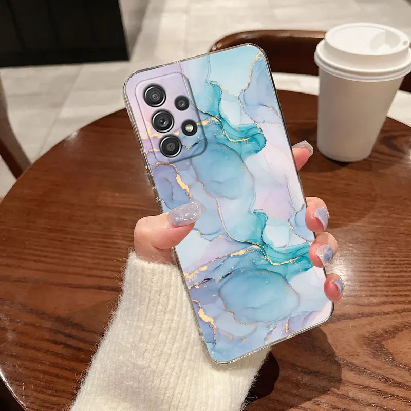 Flowing Color Marble Pattern Clear Phone Case