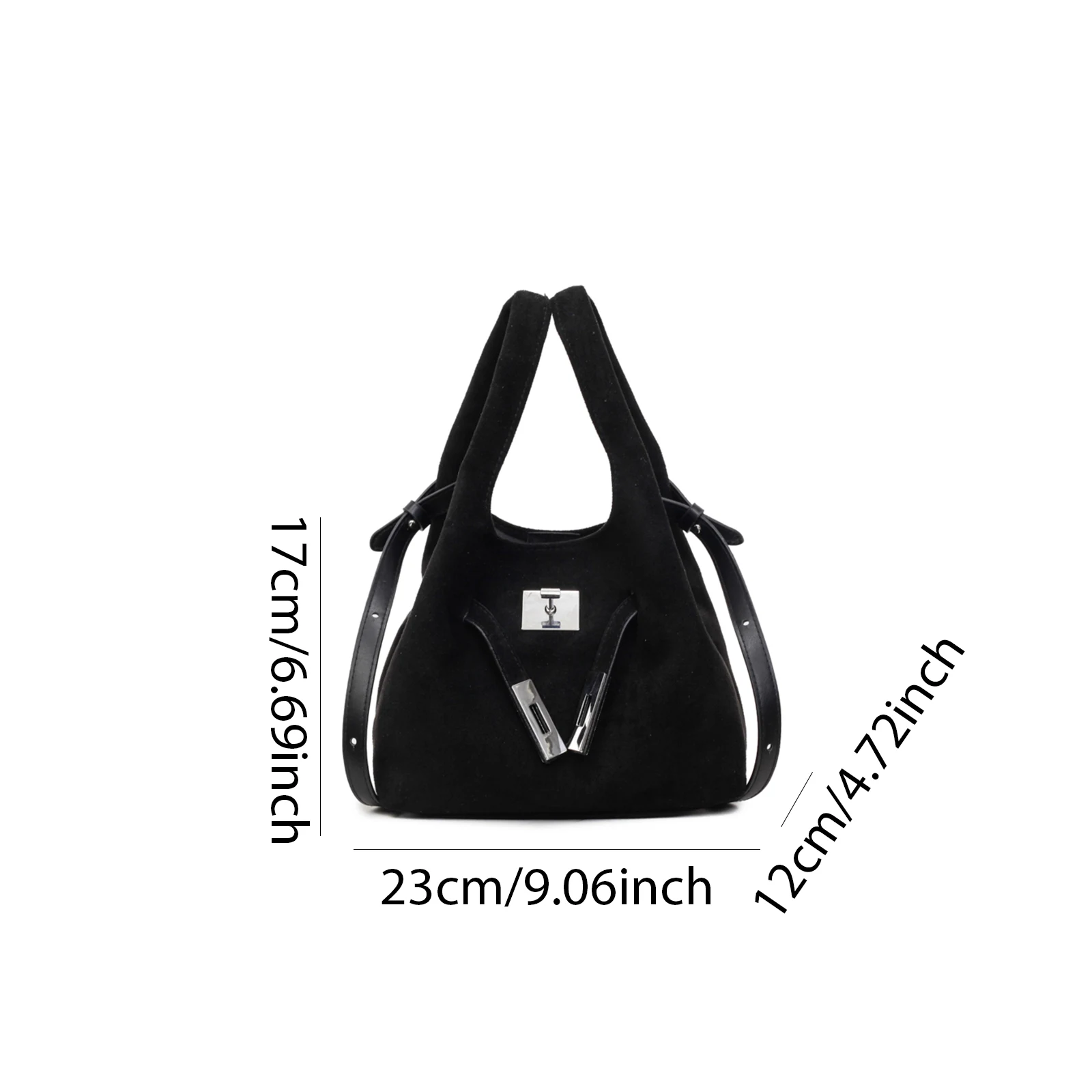 Faux Suede Vintage Tote Bag Large Capacity Casual Handbag Solid Color Simple Crossbody Bag Travel Shopping Date Handbag