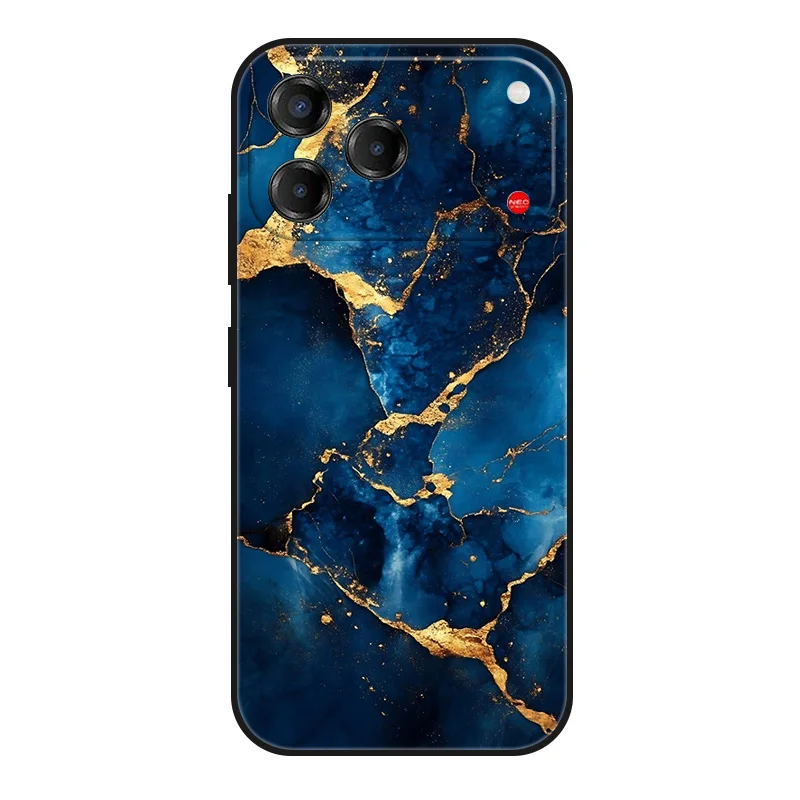 Marble Painted Soft Matte Silicone Back Cover - Elegant Design Case