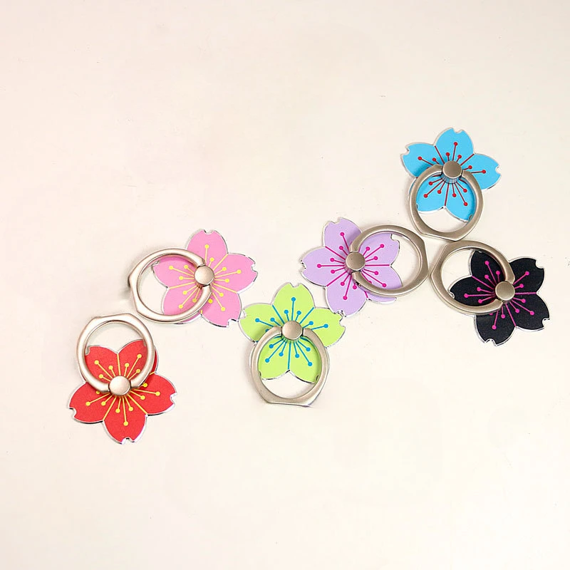 Staffa di supporto per telefono cellulare da tavolo con supporto per anello per telefono in metallo con fiore di ciliegio in lega di supporto per telefono cellulare rotante alla moda - immagine 2