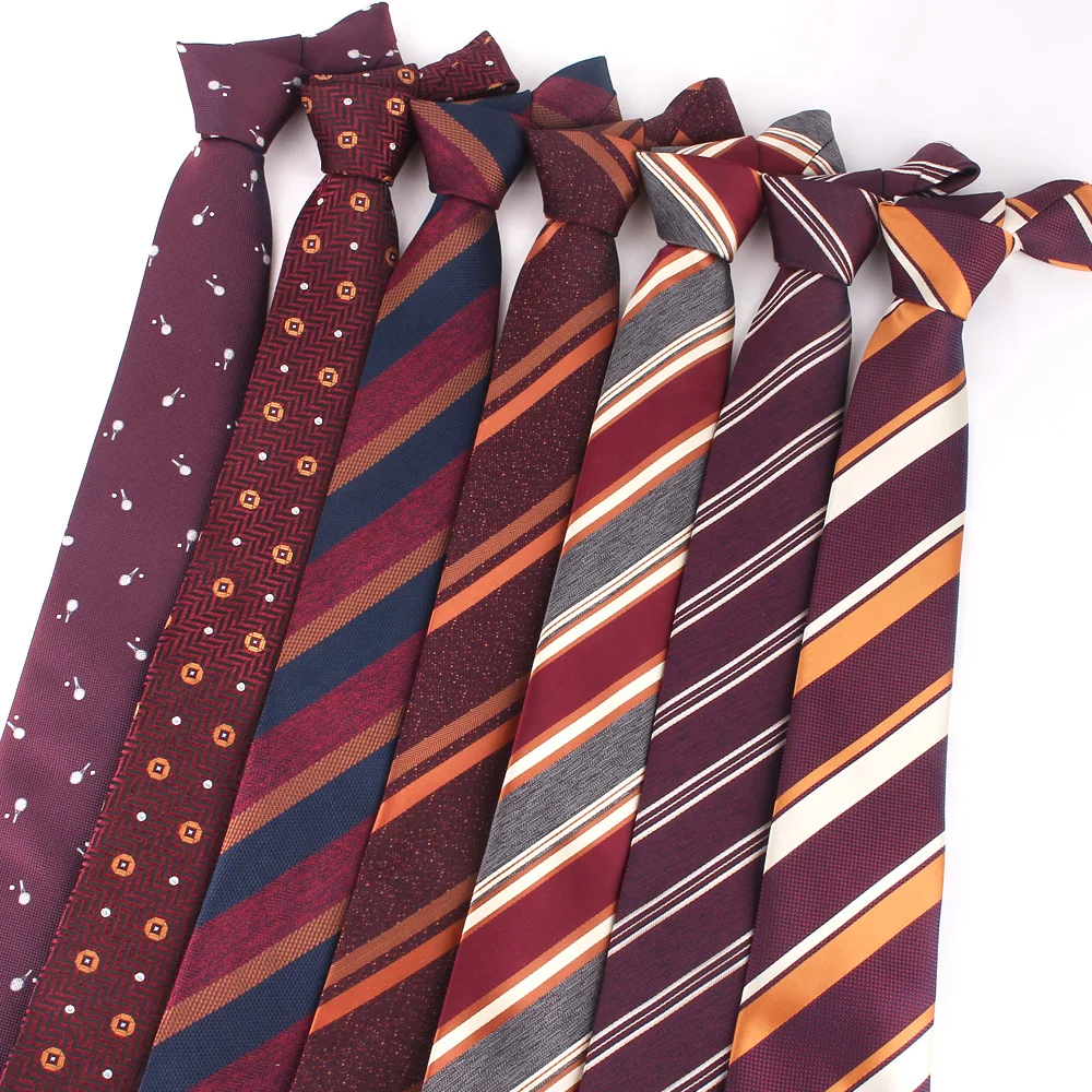 

New Striped Ties For Men Women Dark Red Color Necktie For Groomsmen Men's Tie For Wedding Fashion Floral Neckties For Gifts