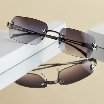 1Pc Women's Fashion Glasses New Design Frameless Stylish Trendy Star Pattern Versatile Women's Decorative Glasses Suitable for D