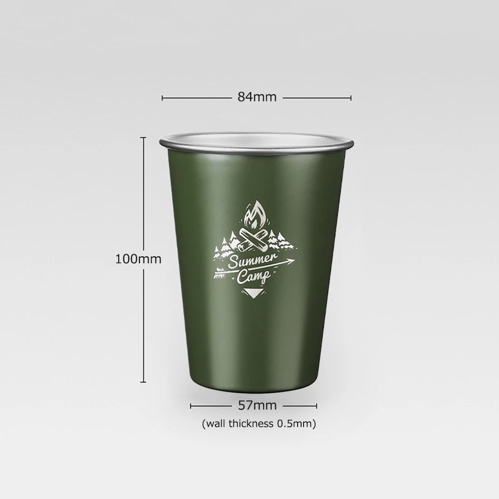 350ML 야외용 스테인리스 컵 휴대용 캠핑 피크닉 와인 맥주 커피 차 머그컵 여행용 편리한 컵