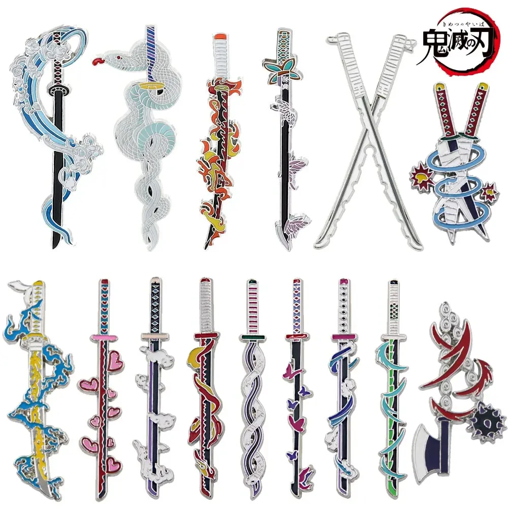 Anime Demon Slayer Brooch Enamel Kimetsu no Yaiba Sword Pins Weapon Danemark ge, GérCosplay Souvenir Props, Sac à dos Jewelry Gift