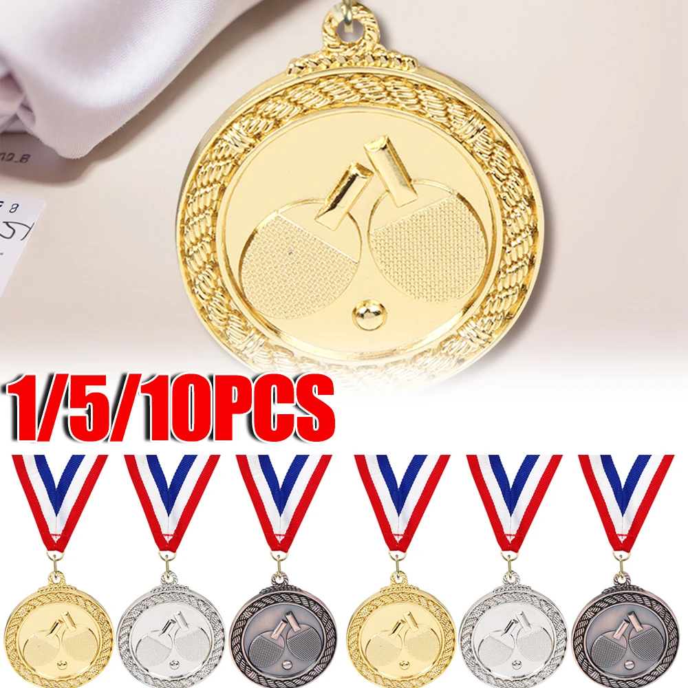 1/5/10pcs 5cm Table Tennis Medal Zinc Alloy Competition Gold/Silver/Bronze
