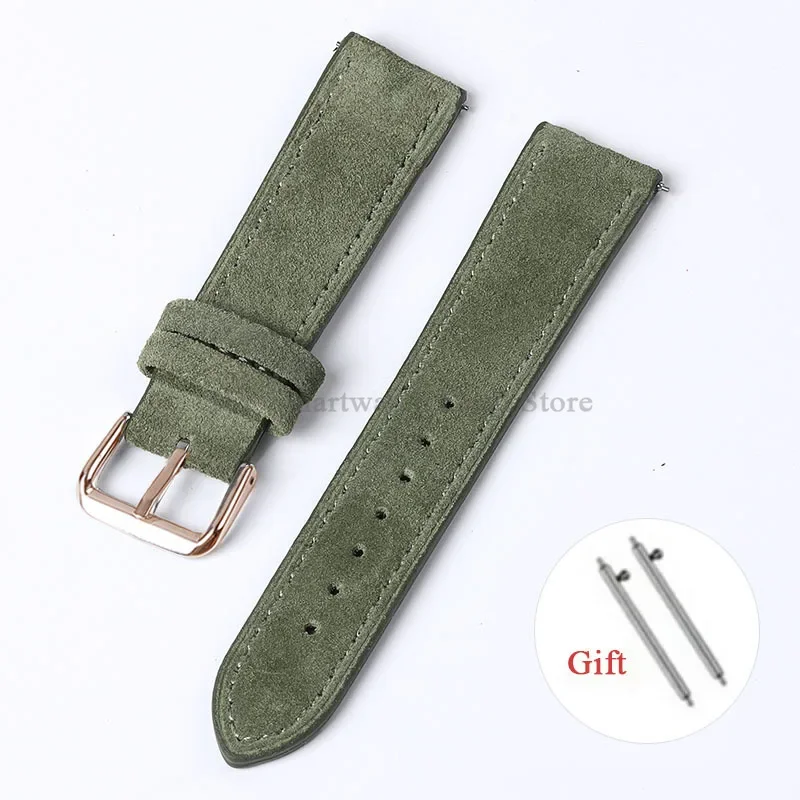 Artisanal Vintage Suede Leather Watch Strap with Handmade Stitching and Quick Release