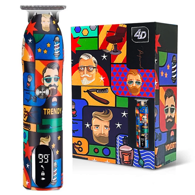Barbeiro Cabelo Clipper Recarregável Graffiti Acabamento Elétrico Máquina de Corte Barba Aparador Trabalho sem Fio Profissional