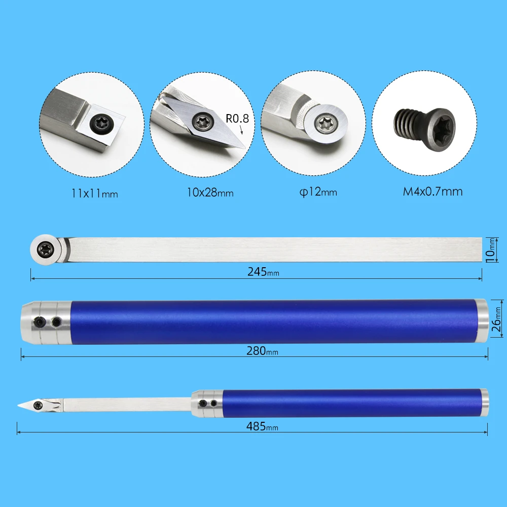 4 in 1 Carbide Wood Turning Tool Set for Lathe Woodturning Tools with Aluminium Handle Stainless Steel Blade Bar in Storage Box