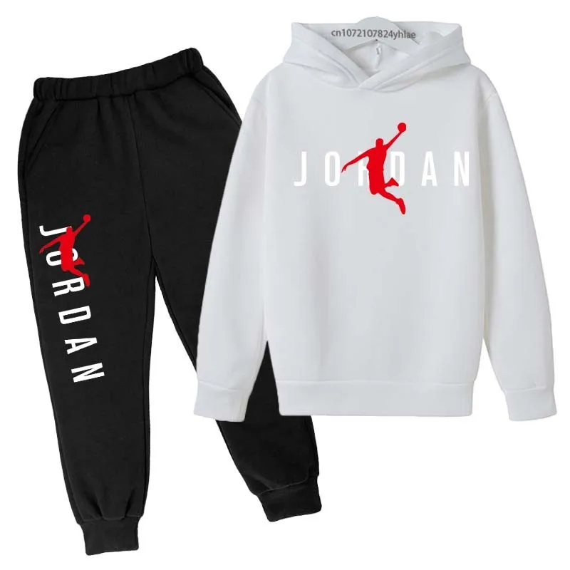 Kids Simple Letter Print 2pcs Hoodie+Pants Tracksuits 3-13 Years Boys Girls Spring Autumn Outfits Streetwears Children Clothes 4