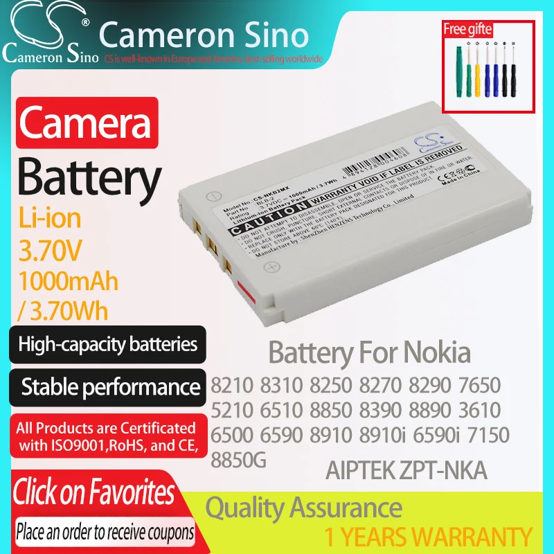 Batteria Cameronsino Per Nokia 8210 8310 8250 8270 8290 7650 5210 6510 8850 8390 8890 3610 Adatto Per Batteria Fotocamera Aiptek Zpt-Nka