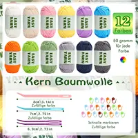 Fenrry 4/12PCS Yarn Crochet and Knitting Yarn for Beginners Coarse Thick Cotton/Nylon Blended Yarn with Crochet Accessories 2