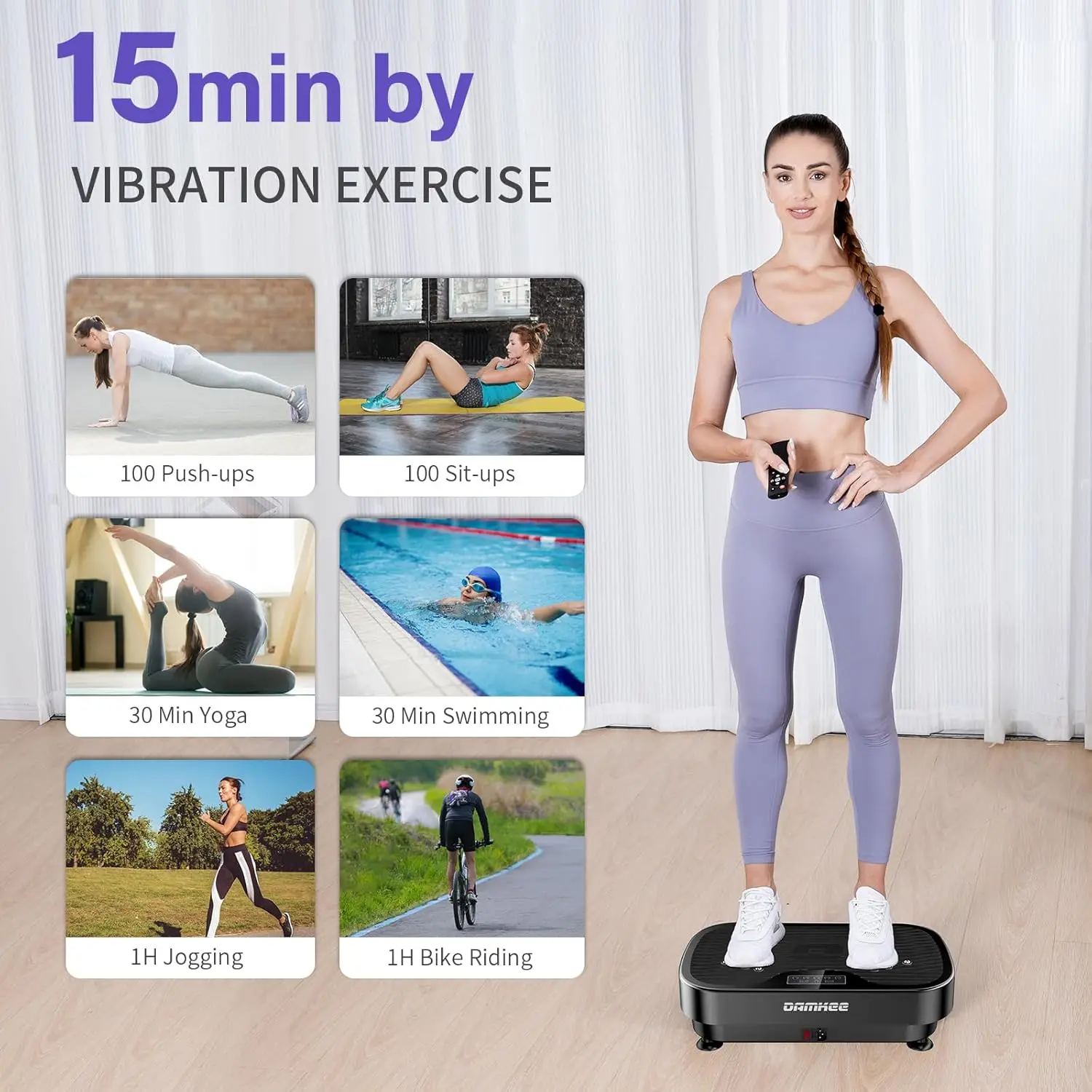 Plate Exercise Machine, Vibration Plate for Lymphatic Drainage, 9 Modes Whole Body Workout Vibrating Fitness Platform