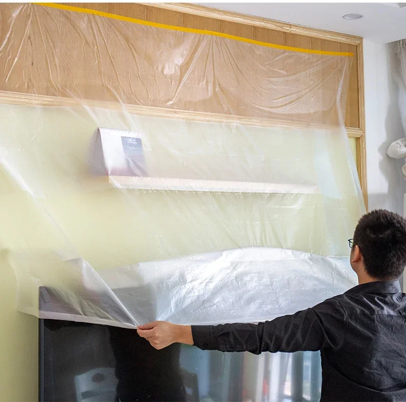 Dust-proof Masking Tape Plastic Drop Cloth Dust Protection Masking Film Cover For Automobile Furniture Various lengths masking film