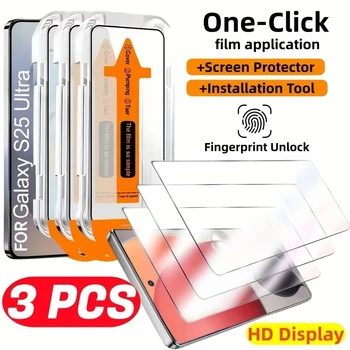 3 Pezzi Protezione Schermo in Vetro Facile da Installare per Samsung Galaxy S26 S25 S24 Ultra S23 Plus S26+ Accessori Cover Telefono