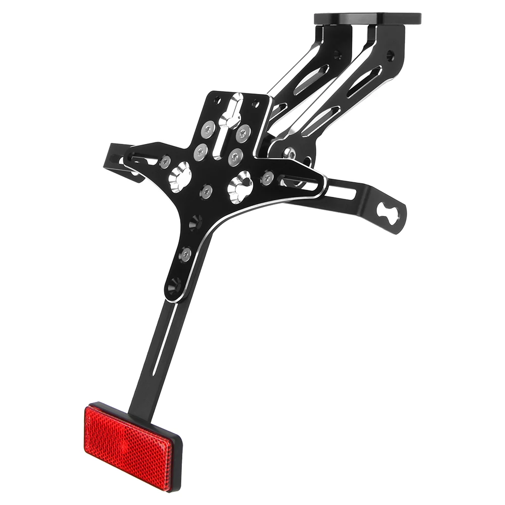 야마하 R1 2009-2012 2013 CNC 오토바이 번호판 번호 거치대, 조절 가능한 후면 테일 깔끔한 펜더 제거기, 조명 포함