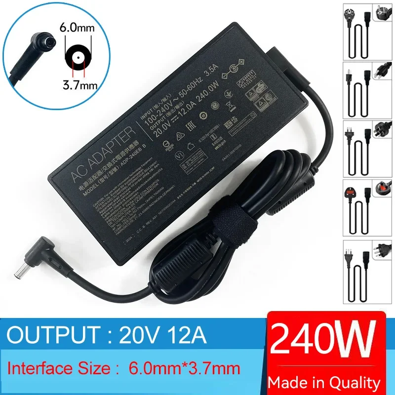 Carregador Adaptador ac para Asus Rog Zephyrus M16 Gu603hm Gu603hr 3070 Gu603he Gu603zx Gu603ze 20v 12a A20240p1a