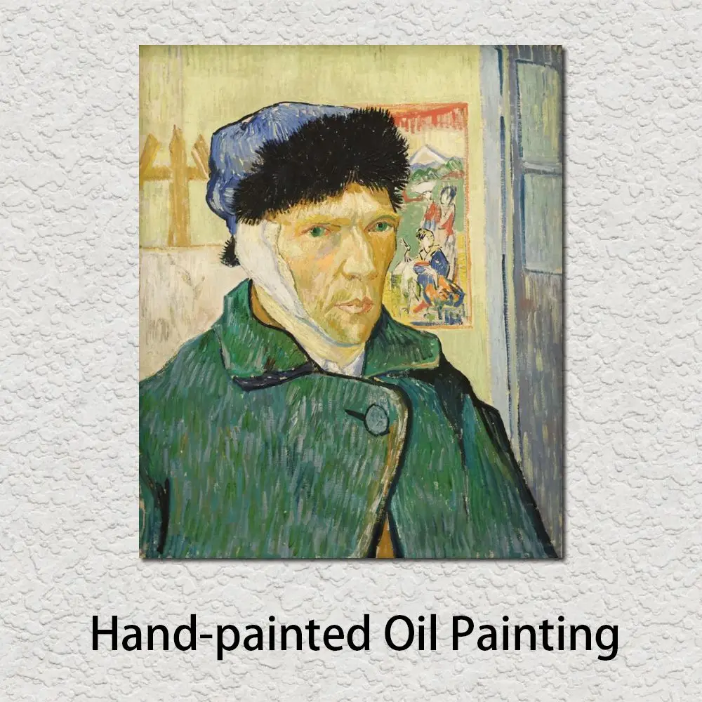 

Hand Painted Canvas Art Self Portrait with Bandaged Ear High Quality Van Gogh Reproduction Oil Painting Office Study Room Decor