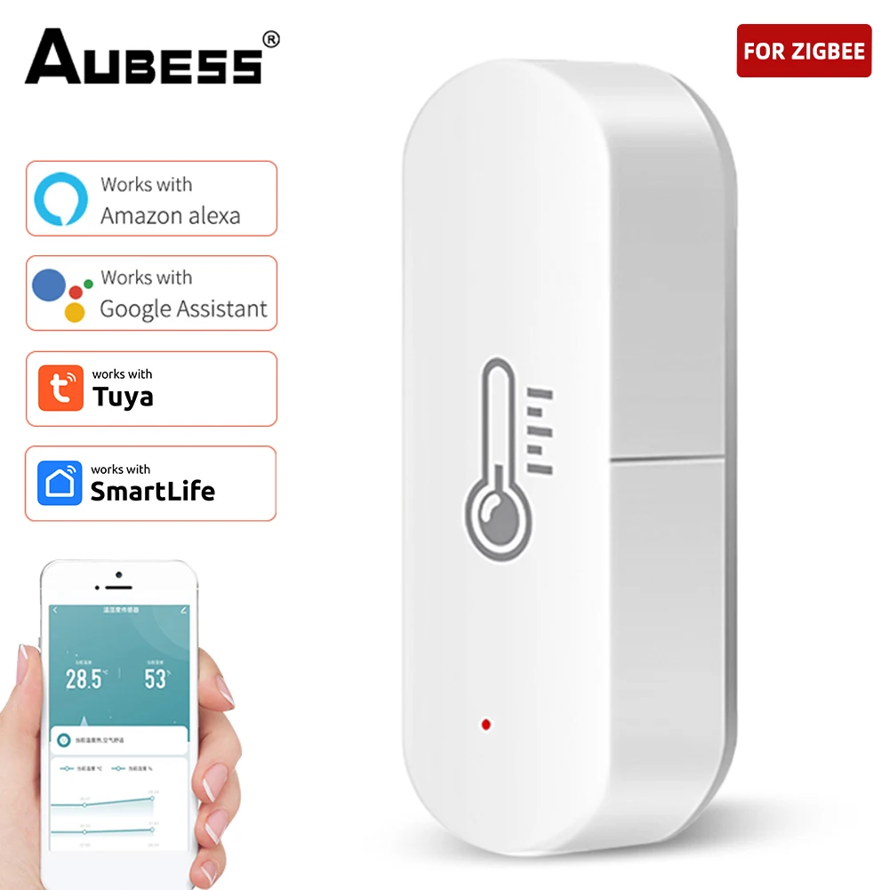 

Датчик температуры и влажности Zigbee Tuya, устройство для контроля температуры и влажности с помощью Smart Life, Alexa, Google Home Gateway