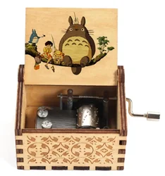 Elegant Hand - Cranked Wooden Music Box with Painted Design (Green)