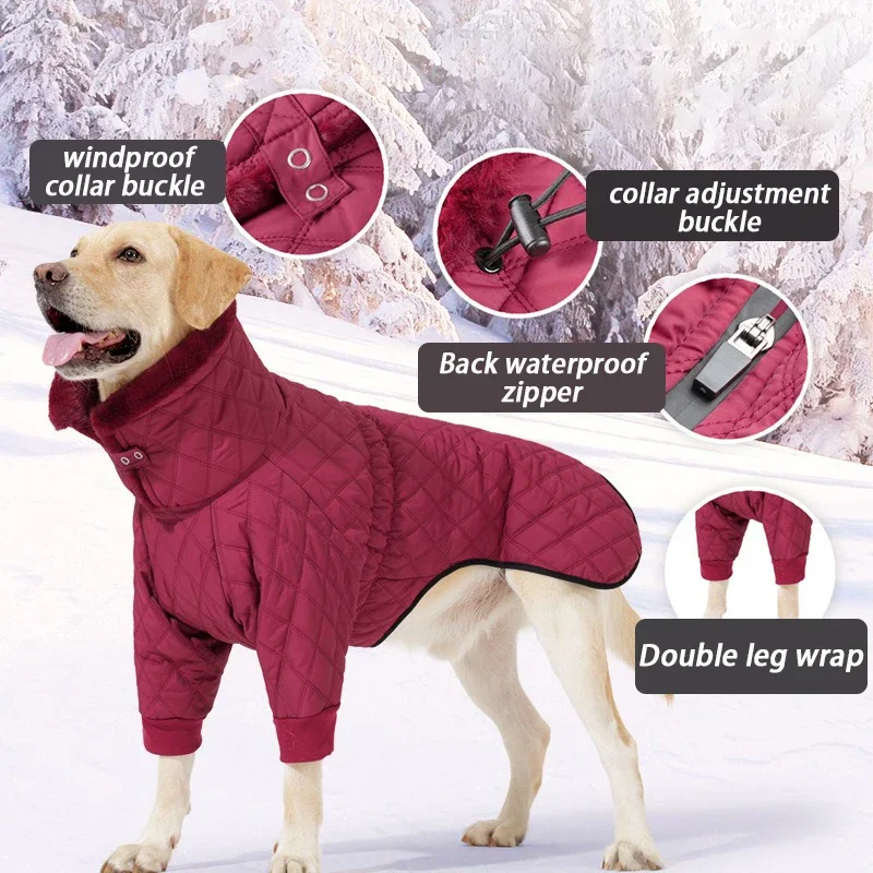 Dog Two Legged Down Warm Winter Clothes Waterproof Snow Protection Dog Down Lapel Design Jacket Dogs Coat Cold Proof Supplies