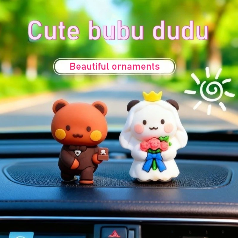 부부와 두두 판다 곰 피규어 인형 웨딩 피규어 미니 커플 동물 장식 인형 발렌타인데이 데스크탑 장식품