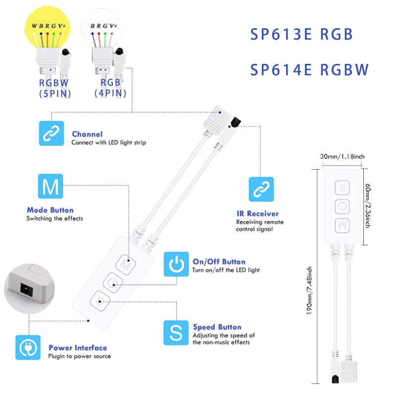 äο RGB RGBW  LED   Ʈѷ,  Ÿ̹ ũ , 38 Ű IR  , LED SP613E SP614E