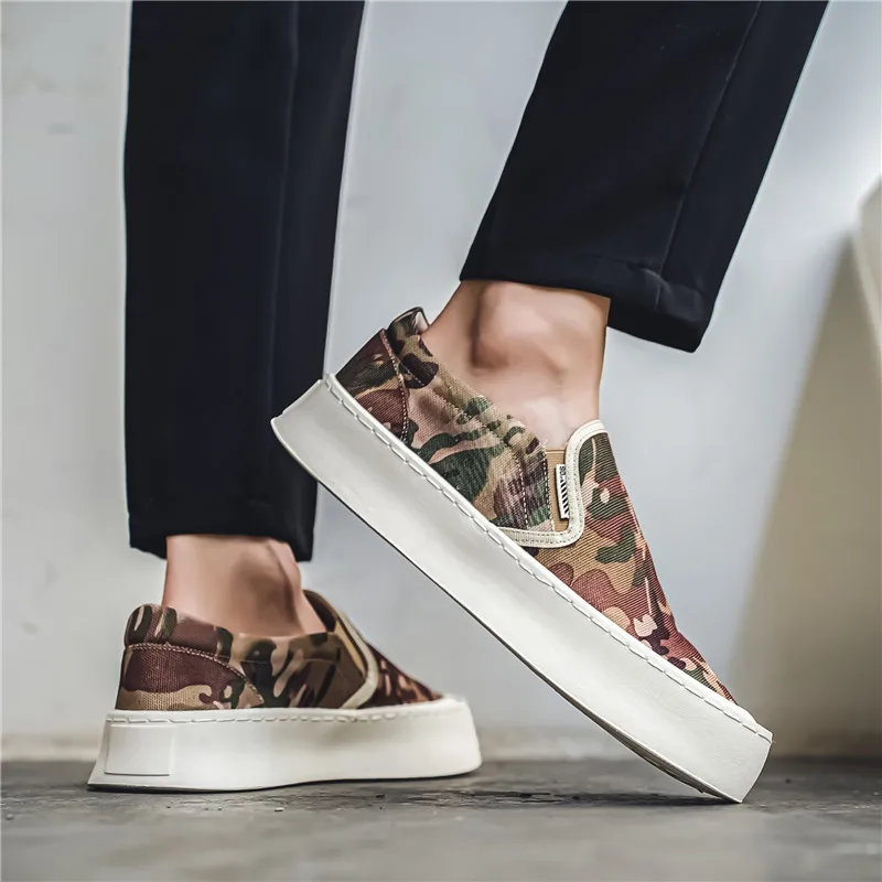 Fashion Camouflage Canvas Loafers Men Espadrilles Breathable Slip-on Men's Vulcanized Shoes Summer Platform Casual Sneakers Men