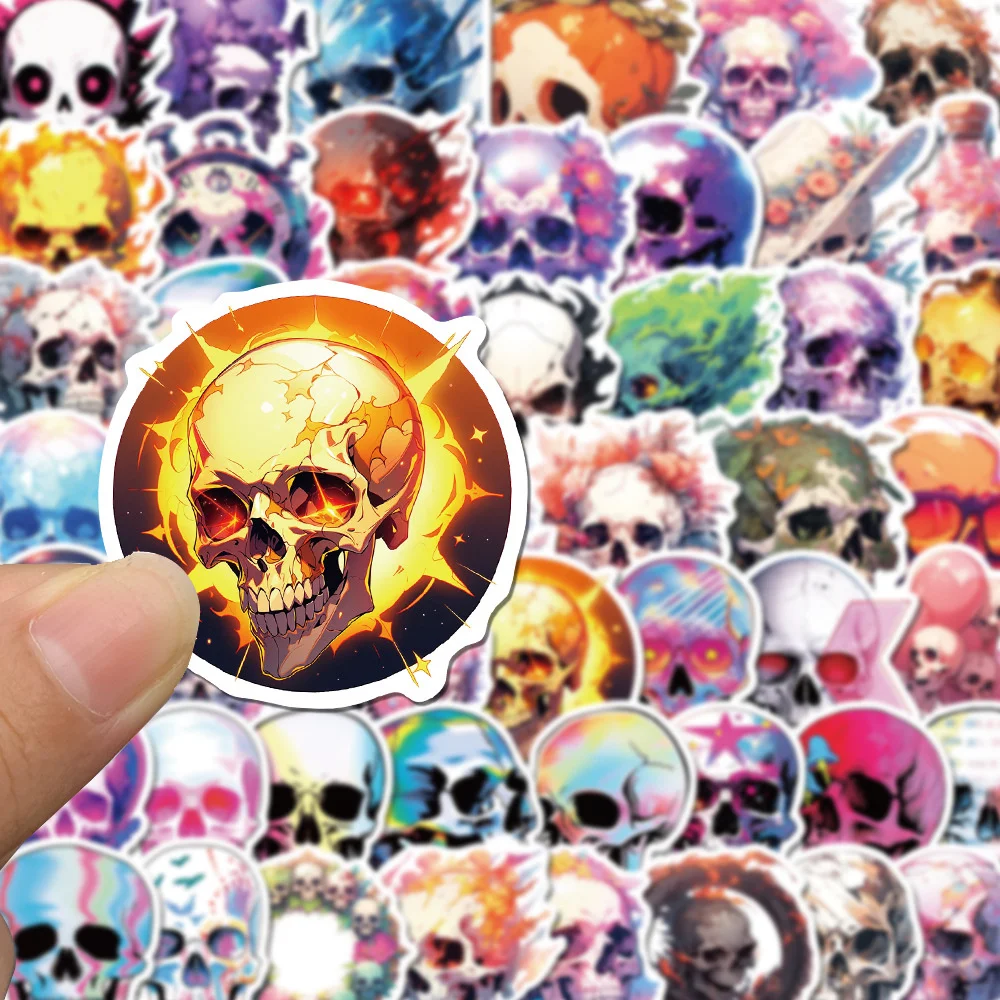 50pcs Halloween Fantasy Skull Stickers Pack Phone Laptop Scrapbook Suitcase Ipad DIY Vintage Sticker Journaling Materials