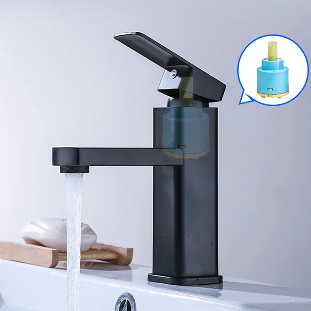 

Black Basin Faucet Bathroom Family ABS Cloth Is Sufficient Quiet Soft Water Stainless Steel Plastic Effectively Filter