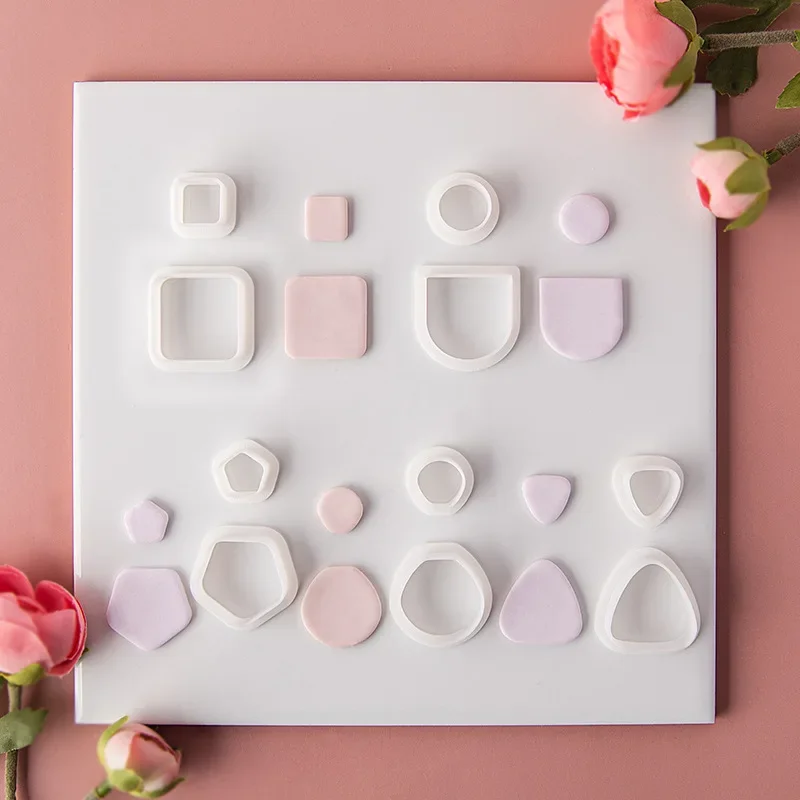 Polymer Clay Tools 2Pc/Set Geometric Shaped Polymer Clay Cutters Simple Graphics DIY Earring Pendant Jewelry Modeling Cutting Clay Mold Pottey Tool
