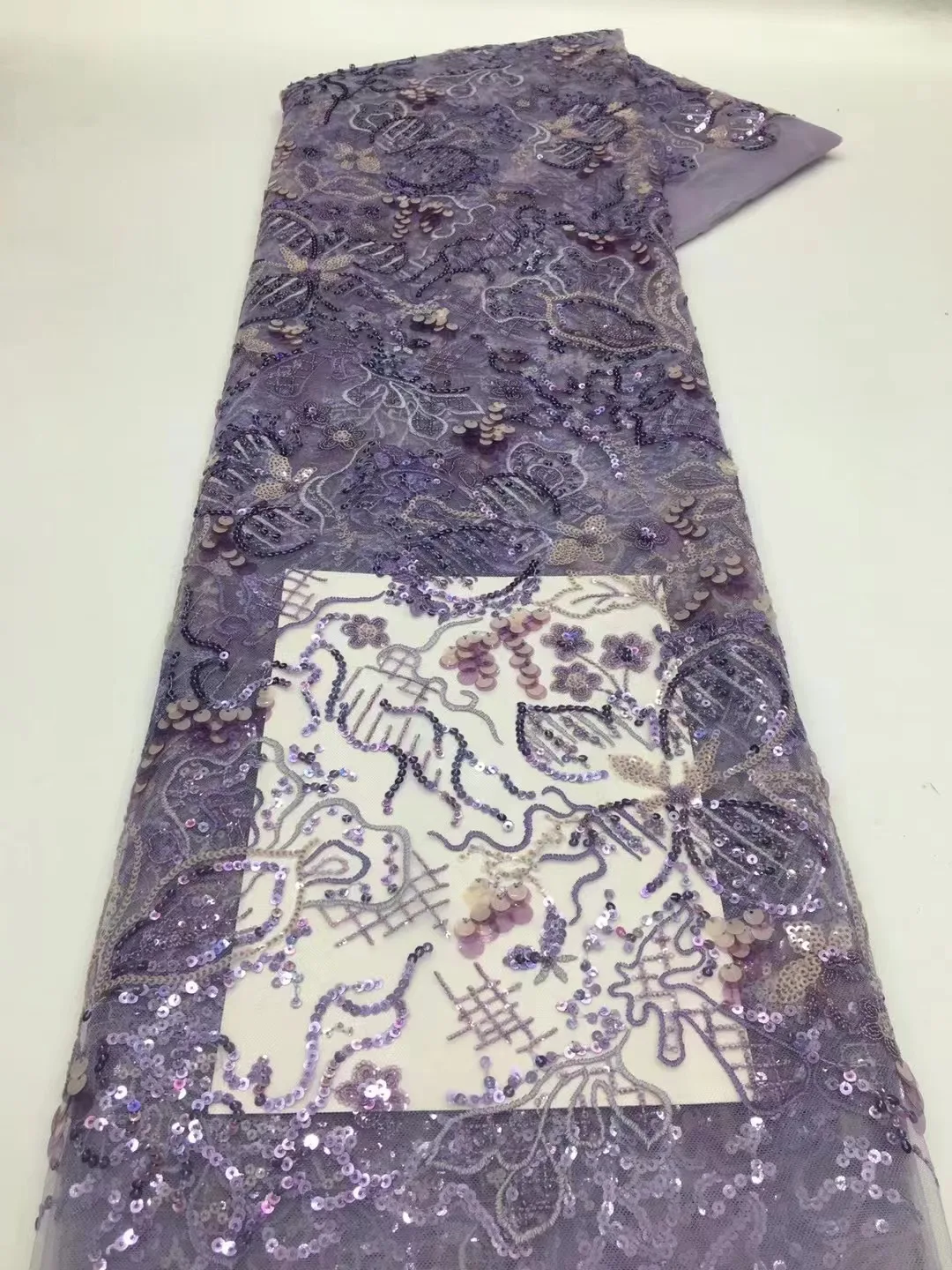 

Latest French Elegant Luxury Sequins lace Fabric 2023 high Quality Nigerian Sequins Lace Fabric with wedding Sew 5 Yards