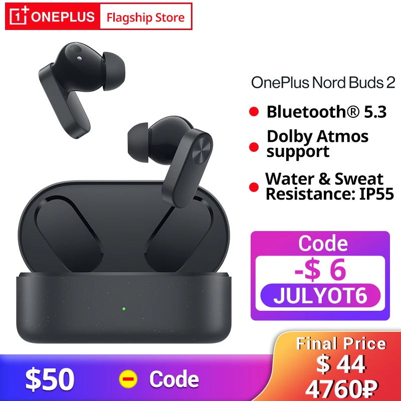  OnePlus Nord Buds 2 Bluetooth 5.3 Dolby Atmos Support Water & Sweat Resistance IP55 