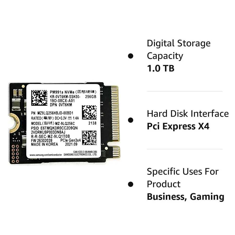 Crucial P310 2230 Ssd 1tb Samsung PM991a 1TB 512GB SSD 2230 Internal Solid  State Drive PCIe