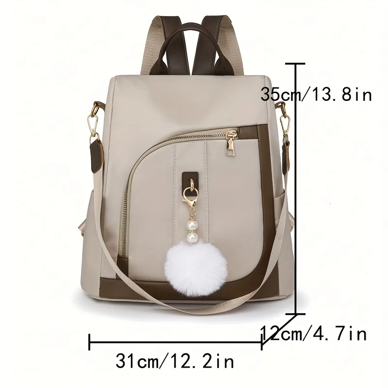 Luxury Women's Fashion Backpacks Waterproof Nylon Bag Large Capacity Daily Travel Backpack With Plush Pendant