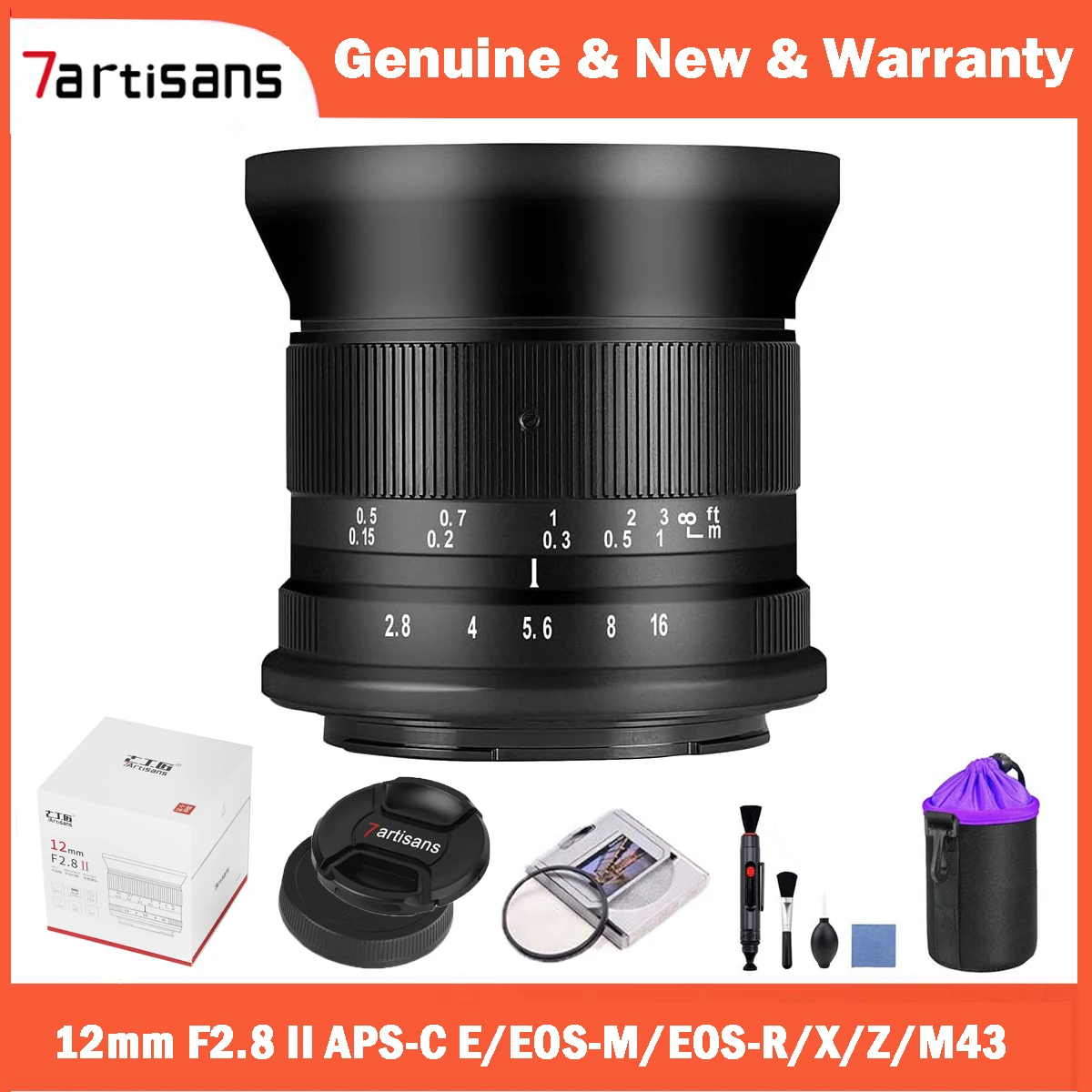 7 Artigiani 12Mm F2.8 Ii Aps-C Obiettivo Grandangolare 100 ° Per Fotocamere Sony E Fuji Xf Canon Eos-M Canon Rf Nikon Z Panasonic Olympus M4/3